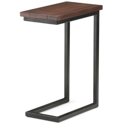 Simpli Home Skyler 18-Inch C Side Table in Dark Cognac Brown