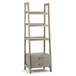 Simpli Home Sawhorse 72-Inch Ladder Bookcase with Storage Drawers