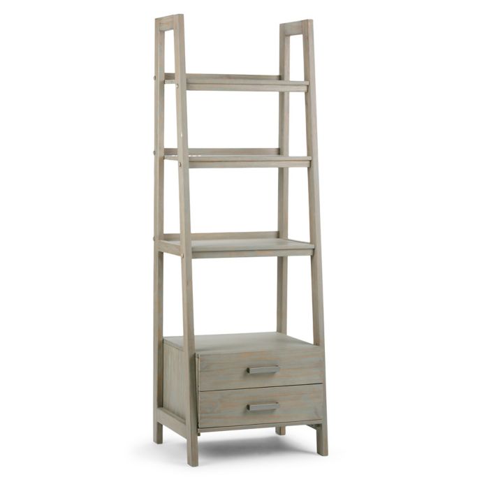 Simpli Home Sawhorse 72 Inch Ladder Shelf Bookcase With Storage