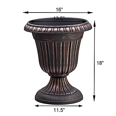 Arcadia Garden Products Traditional Plastic Urn in Copper. View a larger version of this product image.