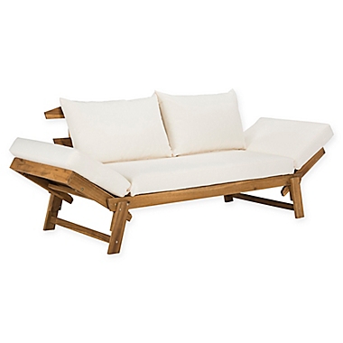 Safavieh Tandra Outdoor Daybed in Teak/Beige. View a larger version of this product image.