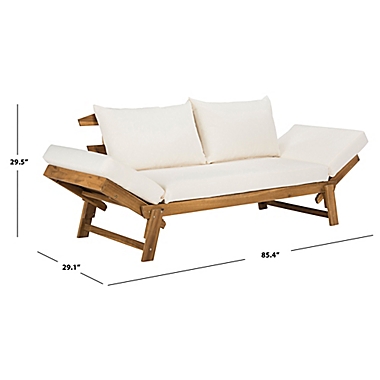 Safavieh Tandra Outdoor Daybed in Teak/Beige. View a larger version of this product image.