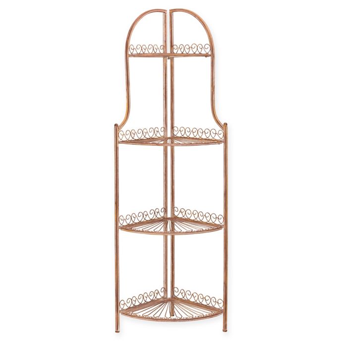 Safavieh Abarrane 4 Tier Wrought Iron Outdoor Corner Shelf In