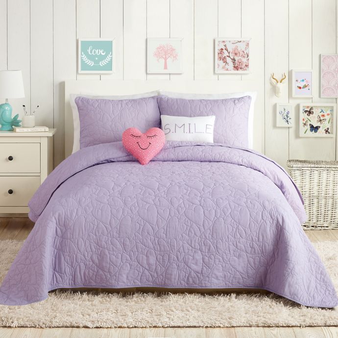 Urban Playground Heart Quilt Set in Lavender | Bed Bath ...