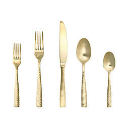 Fortessa® Lucca Faceted 5-Piece Flatware Place Setting in Brushed Gold