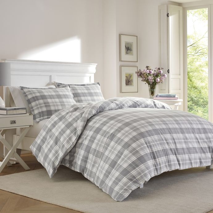 Laura Ashley Mulholland Plaid Flannel Duvet Cover Set Bed Bath