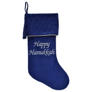 Harvey Lewis&trade; Embroidered Velvet Happy Hanukkah Stocking. View a larger version of this product image.