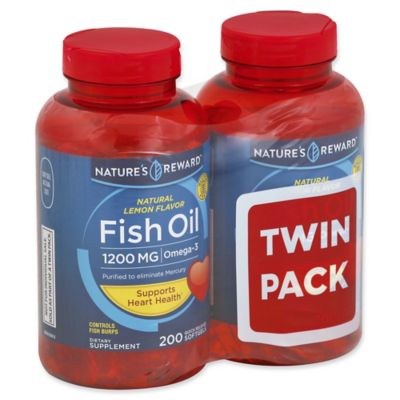 Nature&#39;s Reward Twin Pack 200-Count 1200 mcg Fish Oil Quick Release Softgels in Natural Lemon