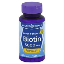 Nature's Reward 150-Count Super Potency 5000 mcg Biotin Tablets