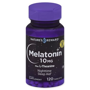Nature's Reward&trade; 120-Count 10 mg Melatonin Plus L-Theanine Tablets. View a larger version of this product image.