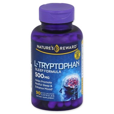 Nature's Reward 90-Count 500 mg L-Tryptophan Sleep Formula Quick Release Capsules. View a larger version of this product image.