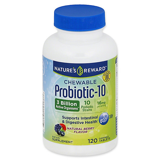 Alternate image 1 for Nature's Reward 120-Count 16 mg Probiotic-10 Chewable Tablets in Natural Berry Flavor