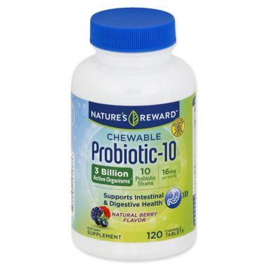 Nature's Reward 120-Count 16 mg Probiotic-10 Chewable Tablets in Natural Berry Flavor. View a larger version of this product image.