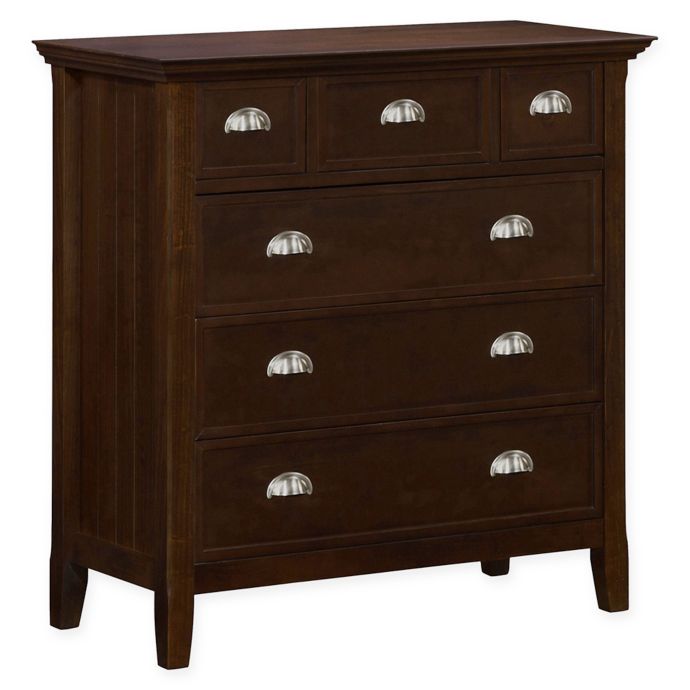 Simpli Home Acadian 36 Inch Chest Of Drawers In Tobacco Brown