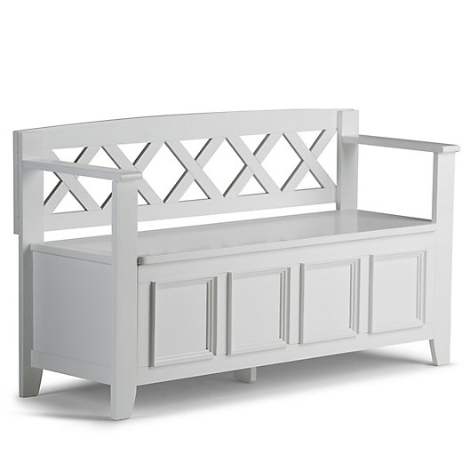 Simpli Home Amherst Solid Wood Entryway, Bed Storage Bench White