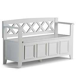 Simpli Home Amherst Solid Wood Entryway Storage Bench in White