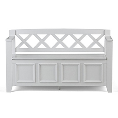 Simpli Home Amherst Solid Wood Entryway Storage Bench in White. View a larger version of this product image.