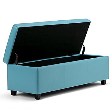 Simpli Home Avalon Faux Leather Storage Ottoman Bench. View a larger version of this product image.