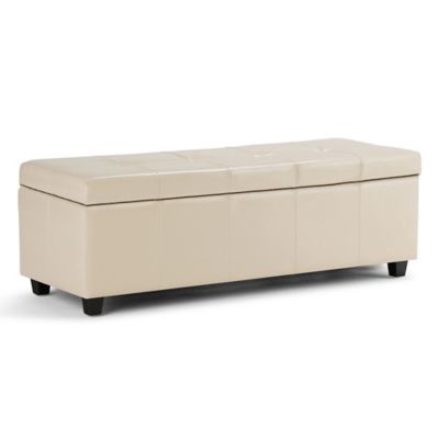 Simpli Home Castleford Storage Bench In, Leather Bench With Storage