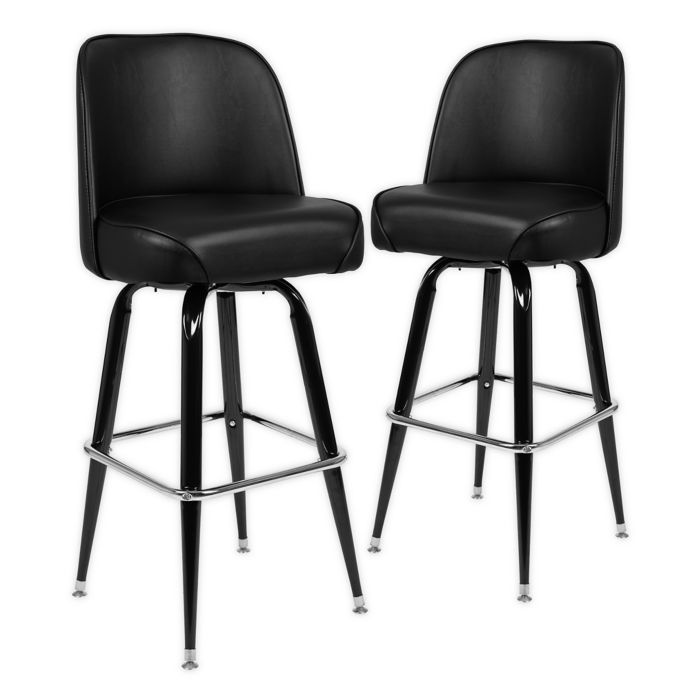 Flash Furniture Black Metal Swivel Bucket Seat Bar Stools Set Of 2