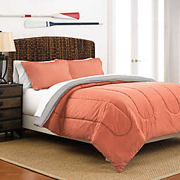 Martex Two-Tone 3-Piece Reversible King Comforter Set in Coral/Light Grey