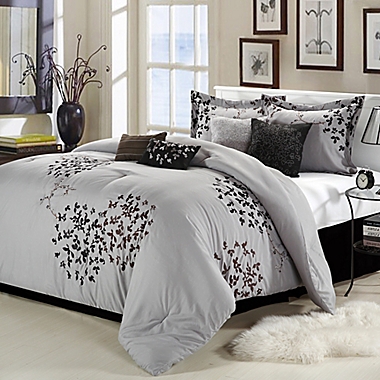Chic Home Budz 8-Piece King Comforter Set in Silver. View a larger version of this product image.