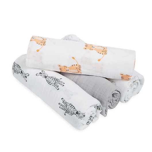 Alternate image 1 for aden + anais™ essentials Safari Babes 4-Pack Classic Muslin Swaddles