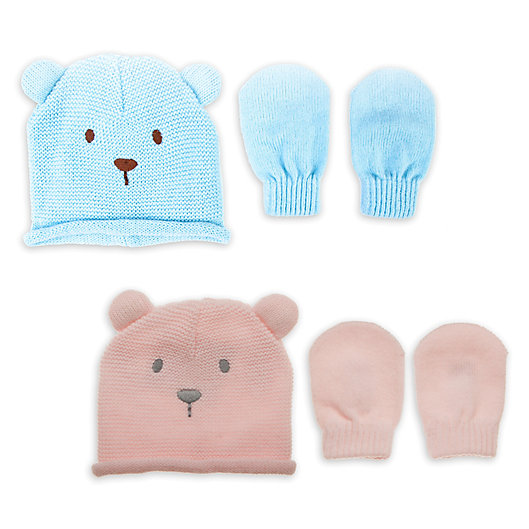 Alternate image 1 for Little Me® Newborn 2-Piece Acrylic Bear Hat with Mittens