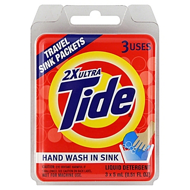 Tide&reg; 3-Count Travel Liquid Detergent Sink Packets. View a larger version of this product image.