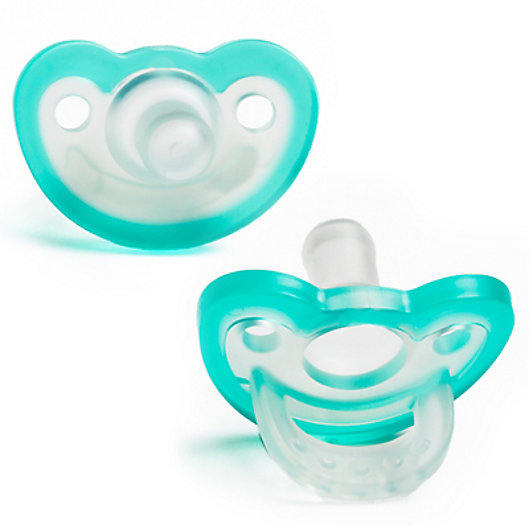 Alternate image 1 for RaZbaby JollyPop 3M+ 2-Pack Silicone Pacifiers in Blue