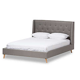 Baxton Studio Adelaide Queen Upholstered Platform Bed in Light Grey