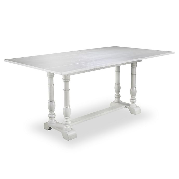 Dining Table In Distressed White, Trestle Farmhouse Table