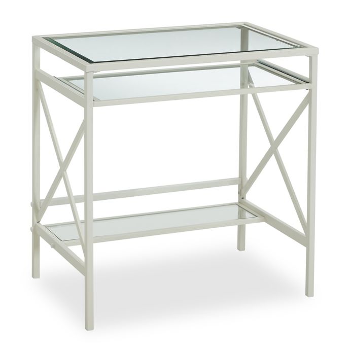 Southern Enterprises Elvan Metal Glass Small Space Desk In White