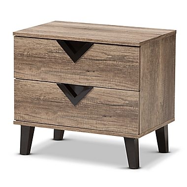 Baxton Studio Swanson 2-Drawer Nightstand in Light Brown. View a larger version of this product image.