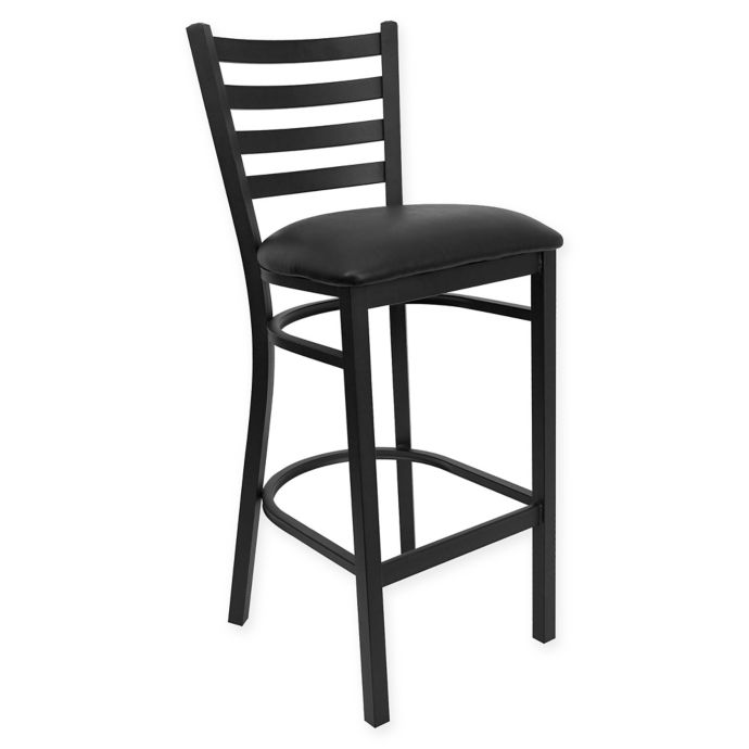 Flash Furniture Metal Ladder Back Stool with Vinyl Seat Bed Bath and