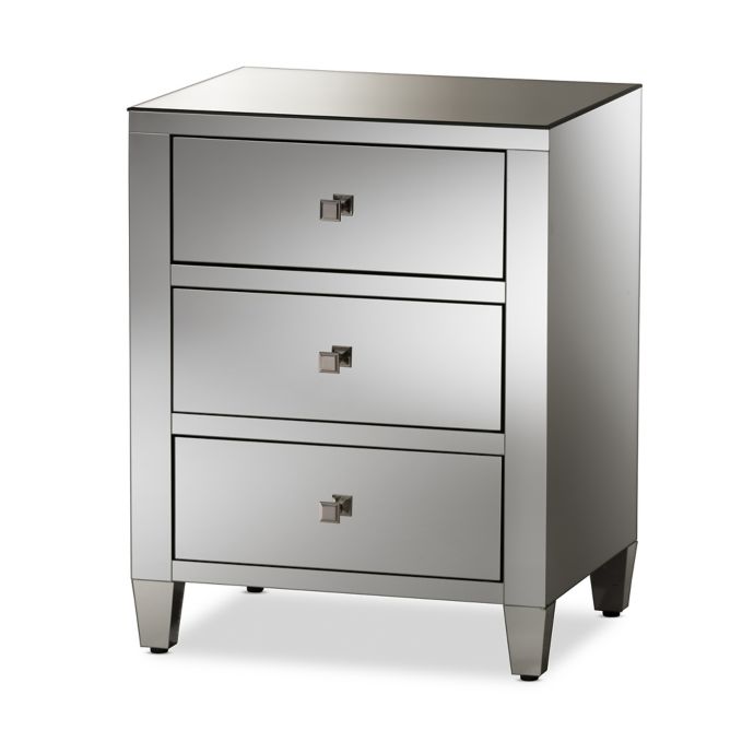 Baxton Studio Rosalind 3 Drawer Mirrored Nightstand Bed Bath And