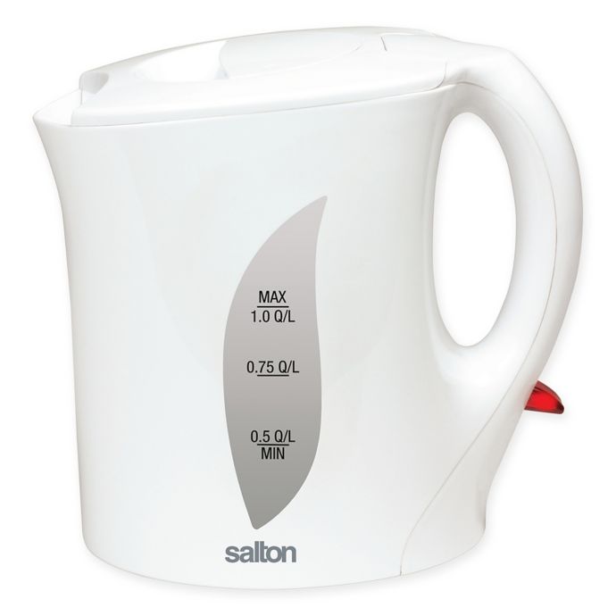 Salton 1Liter Cordless Electric Stainless Steel Kettle in White Bed
