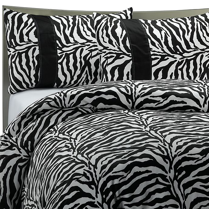 Safari Collection Black Zebra Full Queen Mini Duvet Cover Set