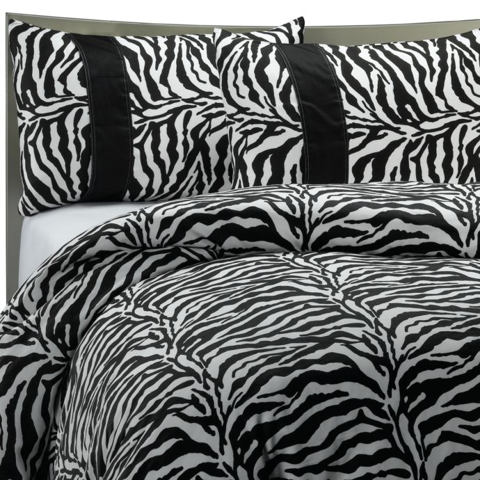 Safari Collection Black Zebra Full Queen Mini Duvet Cover Set