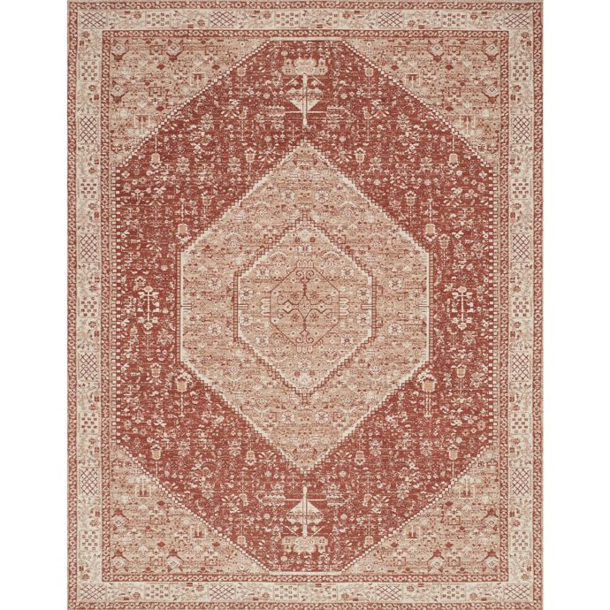 Magnolia Home by Joanna Gaines Tristin Medallion Rug in Brick Bed