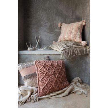 Magnolia Home by Joanna Gaines Teresa 18-Inch Square Throw Pillow in Blush/Ivory. View a larger version of this product image.