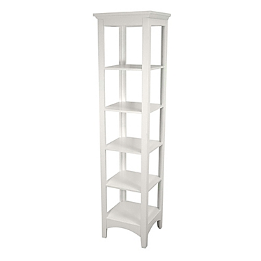 Teamson Home Madison 5-Shelf Wooden Linen Tower in White. View a larger version of this product image.