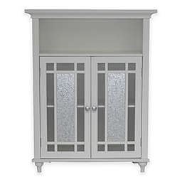 Teamson Home Windsor Wooden Floor Cabinet with Glass Mosaic Doors in White