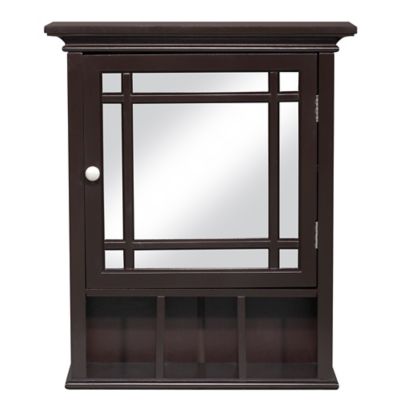 Teamson Home Neal Removable Wooden Medicine Cabinet with Mirrored Door in Espresso