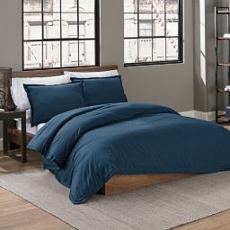 Garment Washed Solid Duvet Cover Set