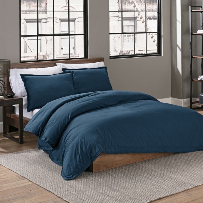 Garment Washed Solid Duvet Cover Set Bed Bath Beyond