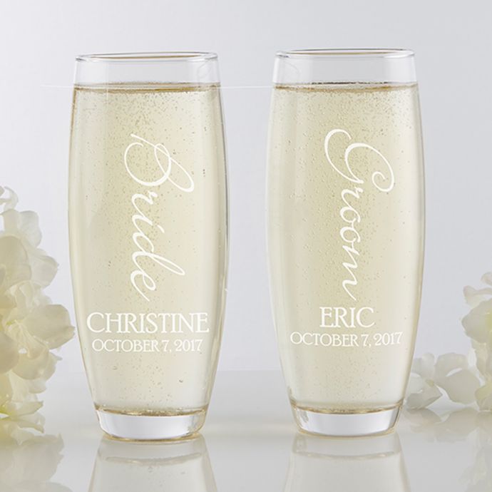 Bridal Couple Stemless Champagne Flute Set | Bed Bath & Beyond