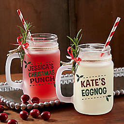 Eat, Drink & Be Merry Frosted Mason Jar