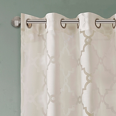 Madison Park Eden Fretwork Burnout Sheer 84-Inch Grommet Top Curtain Panel in Ivory (Single). View a larger version of this product image.