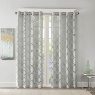 Geometric Sheer Curtains Bed Bath, Sheer White Curtains With Geometric Pattern